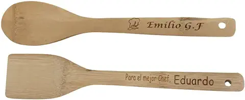 Cuchara y Paleta de Bambú PERSONALIZADA con Texto. Pack Unidades (1)  