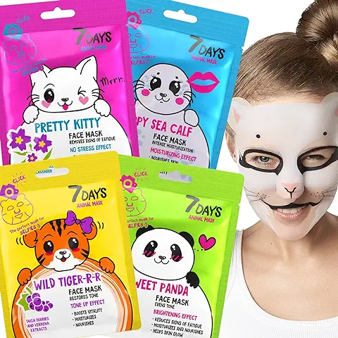 Cuidado De La Piel Con Mascarillas - Juego De Mascarillas En Láminas Hidratantes, Iluminadoras, Nutritivas, Refrescantes - Mascarilla Facial De Animales Bonita - 4 Unidades  