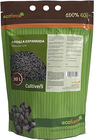 CULTIVERS Arcilla Expandida Arlita 20L. Sustrato Bolas para Drenaje de Macetas, Jardines y Cultivos Hidropónicos. Evita el Encharcamiento, la Putrefacción de las Raíces.  