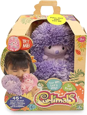 Curlimals - Erizo Higgle, Mascota Interactiva de Color Morado, con Movimiento y + de 45 Sonidos, se Enrolla y se Esconde en tu Mano, para Niños y Niñas Desde 3 Años, Famosa (CUR00200)  