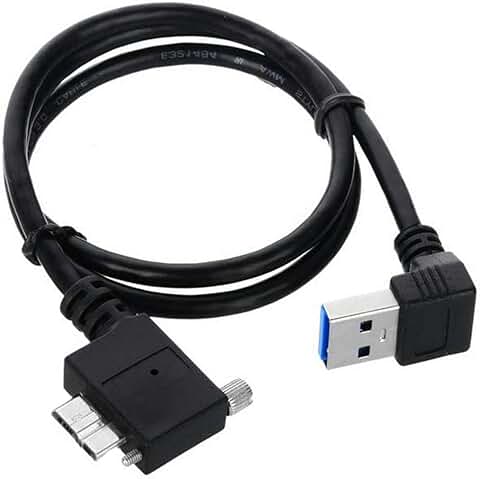 CY USB 3.0 A en Dirección Hacia Abajo en ángulo Recto de 90 Grados a Conector Micro B Tornillos de Bloqueo en ángulo Izquierdo Cable de Panel de 40 cm  