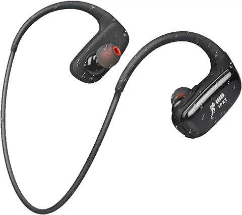 CYBORIS Auriculares Inalambricos Deportes Natación Auriculares Bluetooth 5.0 IPX7 Impermeables, 16GB Reproductor MP3, Auriculares Running Deportes con Micrófono de Cancelación de Ruido (Negro)  