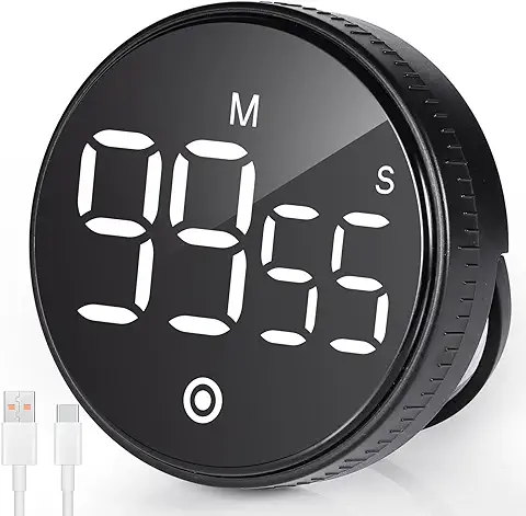 Czemo Temporizador de Cocina USB Timer Cocina Temporizador Digital Magnético Countup Countdown con Soporte Plegable Pantalla LED para Cocina Aula Reunión Salón de Fitness Fácil para Niños Mayores  