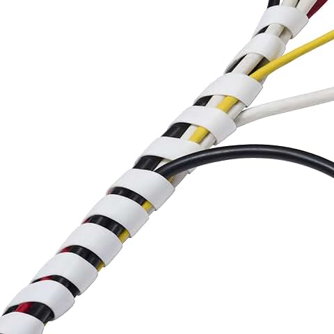D-Line CTW2.5W Protector y Organizador de Cables en Espiral, Funda en Espiral para Cables de 10 a 40mm de Diámetro - 2.5m Longitud - Blanco  
