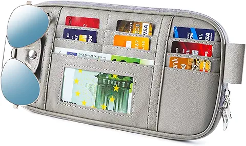 Da by, Organizador de Visera Solar para Coche Nuevo, Gris, Organizador de Bolsillo para Accesorios Interiores de Coche, Soporte para Registro y Documentos, Organizador  