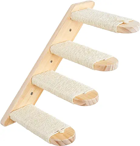 DaizySight Arbol para Gatos Pared, Escalera de Madera Cuerda Sisal para Trepadores, Rascador para Gatos, 4 Escalon  