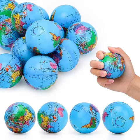 DASIAUTOEM 12 Piezas Stress Ball Globe, Crumple Ball Anti Stress Toy Balls Stress Reliever Balls Descompresión Juguetes para Niños Adultos  