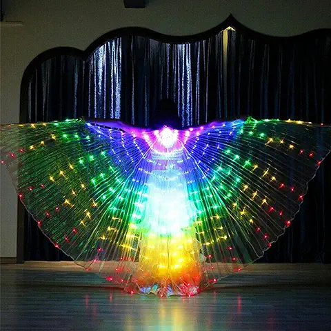 DASNTERED Alas de ISIS LED, alas de ángel LED para Danza del Vientre, Accesorios de Rendimiento de 360 ​​Grados LED, alas de Mariposa LED para Carnaval, Escenario, Halloween, Navidad(Multicolor)  