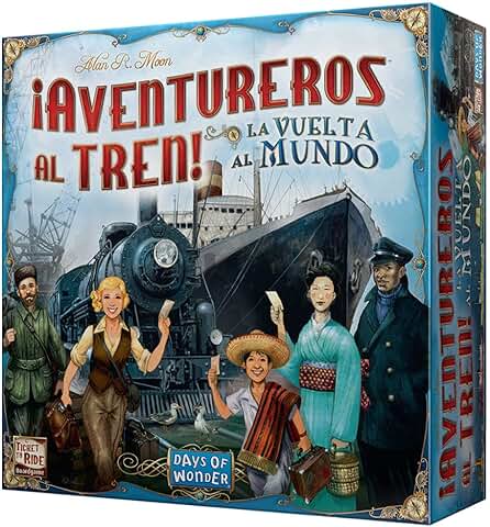 Days of Wonder - ¡Aventureros al Tren! La Vuelta al Mundo - Juego de Mesa en Español  