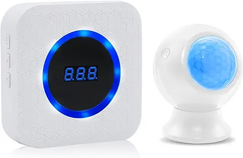 Daytech,Alarma Inalámbrica con Sensor de Movimiento para Interiores y Cuidadores de Personas Mayores, Alarma de Movimiento para el Hogar, 1 Sensor de Movimiento + 2 Receptores  