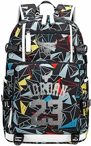 DDDWWW Mochila de Hombres Bolsa de Deportes para Niños Rucksack Universidad Schoolbag Basketball Player Estrella Michael Jordan No. 23 L (#08)  