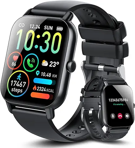 Ddidbi Reloj Inteligente Hombre Mujer con Llamada, 1,85" Smartwatch con 112Modo Deportivos, Monitor de Ritmo Cardíaco y Sueño, Impermeable IP68 Pulsera Actividad Compatible con iOS Android (2 Correas)  