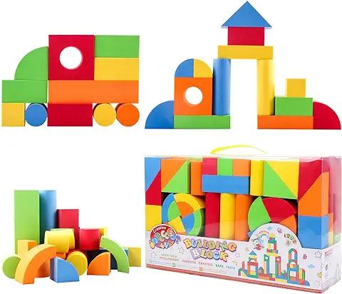 DeAO Bloques de Construcción Gomaespuma Juguete para Aprendizaje Creativo Infantil Conjunto de Cubos Multicolores 131 Piezas  