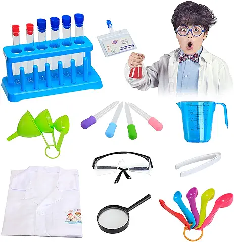 DeAO Kit de Experimentos de Laboratorio Científico para Niños, kits de Ciencia Educativa, Juego de rol para Niños, kit de Ciencia de Laboratorio con Gafas, bata de Laboratorio, Juguetes de Regalo para  