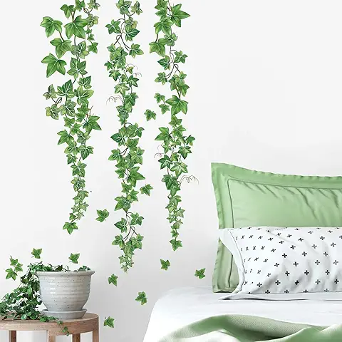 Decalmile Pegatinas de Pared Hojas de Hiedra Verde Vinilos Decorativos Plantas de Vid Colgantes Adhesivos Pared Salón Dormitorio Oficina  