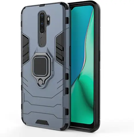 Dedux Funda Compatible con OPPO A9 2020, Caída Militar [Funciona con El Montaje De Coche Magnético] PC Duro y TPU Case Carcasa. Azul Marino  