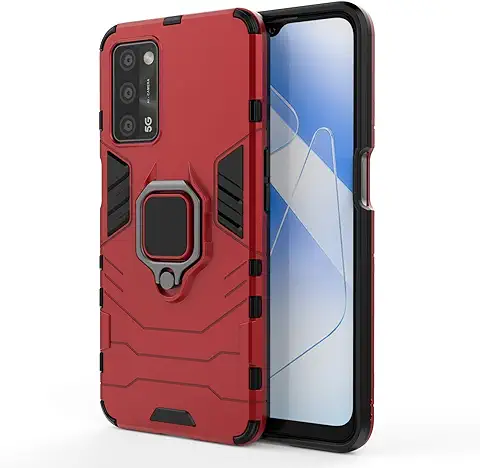 Dedux Funda para OPPO A16 / A54s / A16s, Caída Militar [Funciona con El Montaje De Coche Magnético] PC Duro TPU Case Carcasa. Rojo  