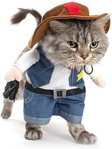 DELIFUR Disfraces de Navidad, Vaquero para Fiestas Disfraz de Eventos Especiales Navide?os, West Cowboy Uniforme con Sombrero, Ropa de Vaquero Divertido para Mascotas Ropa para Perro Gato  