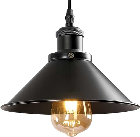 DELIPOP Lámpara Colgante Industrial Vintage, Metal Negro Lámparas de Araña Colgantes, Luz de Techo Colgante Diseño Edison, E27 Iluminación de Techo Para Cocina, Comedor, Dormitorio, Café  