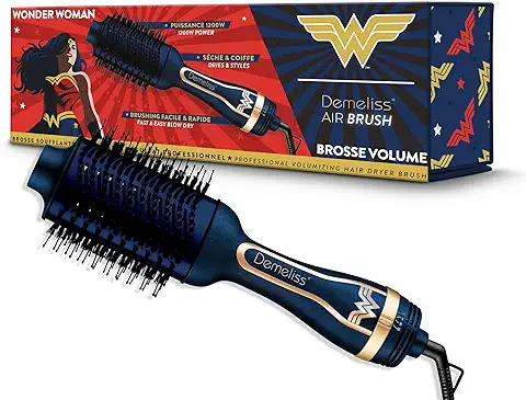 Demeliss Saint Algue - Cepillo Secador Voluminizador Wonder Woman 1200W AIR BRUSH - 2-en-1 Secado y Peinado - 3 Niveles de Temperatura - Todo Tipo de Cabello - Pinzas de Nylon - Resultado Profesional  