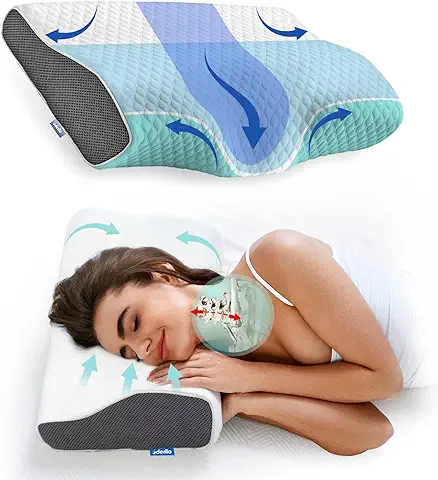 Derila La Almohada Viscoelastica Almohada Cervical Ideal para Dormir de Lado, de Espaldas o Boca Abajo. con Estas Almohadas Antirronquidos se Despertará Renovado, sin Dolor de Cuello ni Hombros  