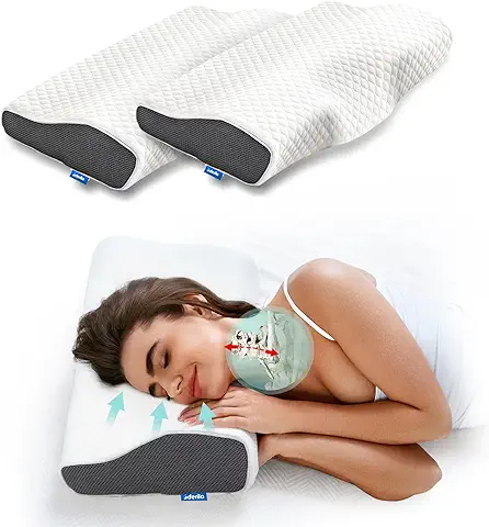 Derila La Almohada Viscoelastica Almohada Cervical Ideal para Dormir de Lado, de Espaldas o Boca Abajo. con Estas Almohadas Antirronquidos se Despertará Renovado, sin Dolor de Cuello ni Hombros  