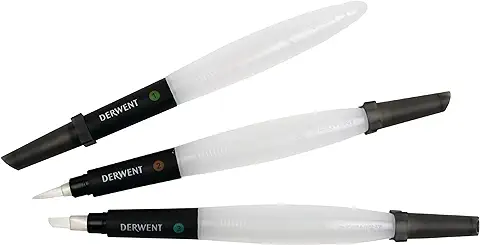 Derwent Pincel para Pintar con Acuarelas, Pack de 3, Incluye Punta Cincel, Fina y Media, Calidad Profesional, 2301975  