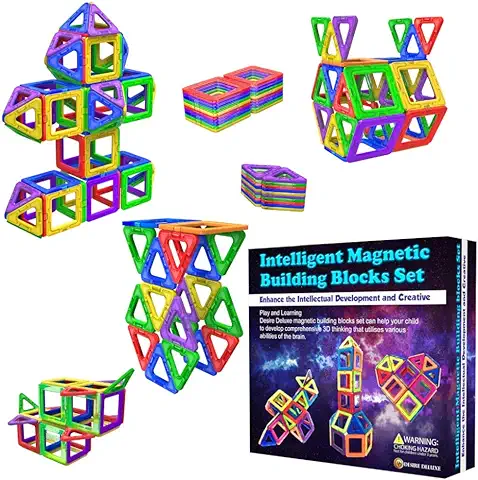 Desire Deluxe Bloques de Construcción Magnéticos Infantiles - Juego Creativo Educativo de 40 Piezas de Formas Geométricas con Imanes para Estimular la Imaginación Niños y Niñas, Exclusivo en Amazon  