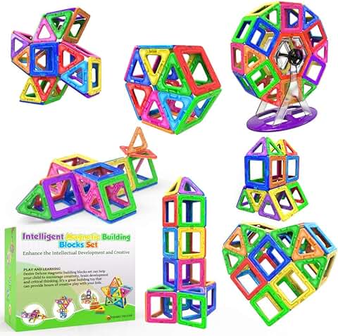 Desire Deluxe Bloques de Construcción Magnéticos Infantiles - Juego Creativo Educativo de 94 Piezas de Formas Geométricas con Imanes para Estimular la Imaginación Niños y Niñas  