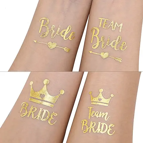 Despedida de Soltera Tatuajes, Konsait 16"Team Bride" Tatuaje Temporale dama de Honor con 4"Novia" Tatuajes de Boda Despedida de Soltera Accesorios Fiesta de Noche de Ducha Nupcial  