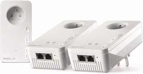 Devolo Magic 2 WiFi Next - Kit de PLC de WiFi, para Varias Habitaciones, Rápido (2400 Mbps, 5 Puertos Gigabit Ethernet), para el Teletrabajo y la Transmisión en Directo, Enchufe Francés  