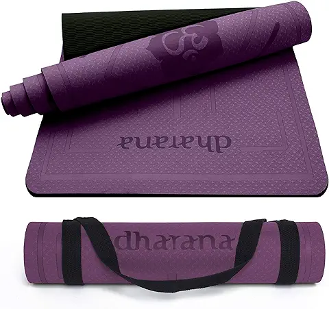 Dharana Esterilla Yoga Mat Antideslizante Profesional- Colchoneta Gruesa para Deportes - Gimnasia Pilates Fitness - Ecológica - 183cm Largo - 61cm Ancho - 0.6cm Grosor  