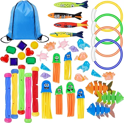 DIDUDE Juguete de Buceo para Niños, 43PCS, Conjunto para Piscina, Natación Subacuática, Verano  