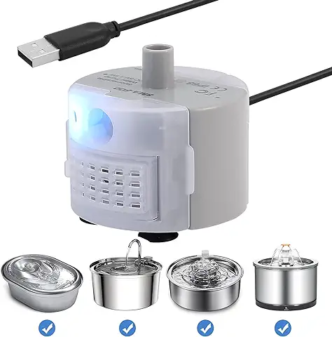 Diealles Shine Bomba para Fuente de Gatos, Bomba de Fuente de Agua para Gatos, Silenciosa USB Bomba de Fuente Gatos per 2.5L Fuente Gatos  