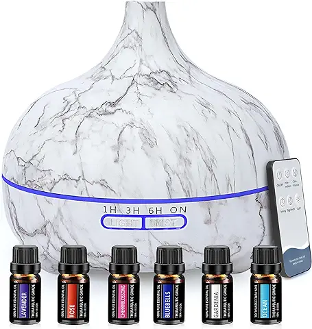 Difusor Aceites Esenciales, 550ml Difusor de Aromas Ultrasónico Humificador de Aromas con Luces de 7 Colores para el Hogar, la Oficina, el SPA, el Yoga, el Dormitorio, Blanco  