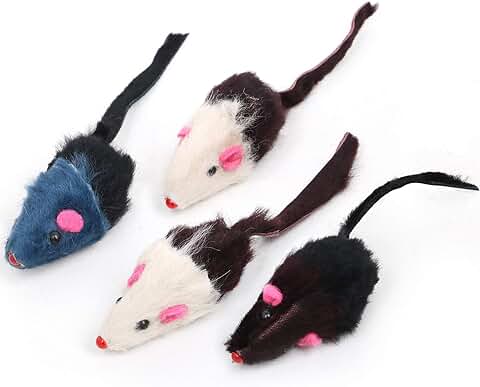 DIGIFLEX Ratones Juguetes para Gatos - 4 Ratones con Nepeta y Sonajero - Juguetes para Mascotas  