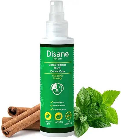 DISANE Spray Higiene Bucal para Perros Y Gatos | 150ml | Enjuague Bucal Perros Contra Mal Aliento | Controla la Placa y Sarro | Limpieza Dental Eficaz Contra el Mal Olor de Boca Perro  