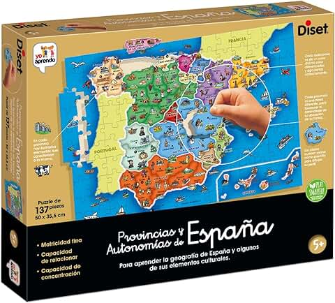 Diset - Provincias y Autonomías de España, Puzle Educativo para Aprender la Geografía Española a Partir de 5 Años  