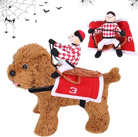 Disfraces De Halloween del Perro, Disfraz de Mascotas de Halloween, Disfraz de Jinete de Perro, Perros Disfraces de Cosplay, Ropa de Mascota Halloween, Divertidos Disfraces de Fiesta para Perros (A)  