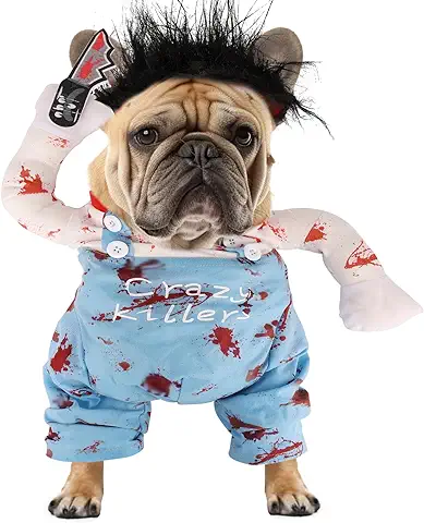 Disfraz de Chucky para Perro, Chucky Disfraz de Perro de Halloween Divertido Disfraz de Cosplay de Perro para Halloween Navidad Fiesta para Perros y Gatos Pequeños y Medianos (XL)  