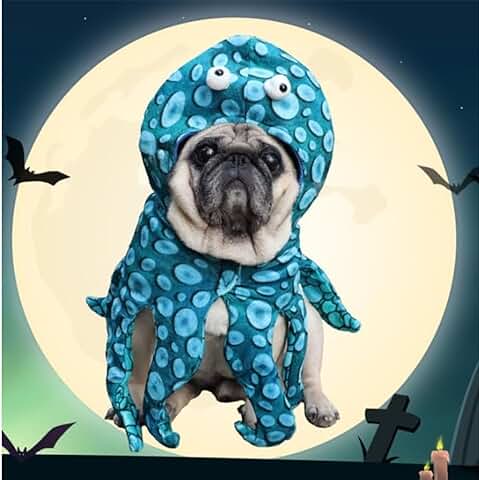 Disfraz de Halloween para Perro,Biluer Ropa Mascota Halloween Disfraces de Halloween para Mascotas Cosplay Traje de Fiesta Divertida Ropa para Perros Pequeños a Medianos Gatos(M,Pulpo,15kg)  