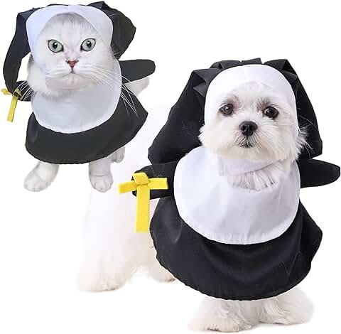 Disfraz para Mascotas, Divertido Disfraz de Monja con Sombrero, Lindo Traje para Mascotas, Perro, Gato, Traje para Halloween, Navidad, Vacaciones, Disfraces, Cosplay, Camisas, ropa Uniforme  