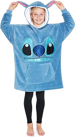 Disney Sudaderas con Capucha para Niña, Sudadera Batamanta de Polar Stitch Minnie Bata Manta Oversize Niños Talla única  