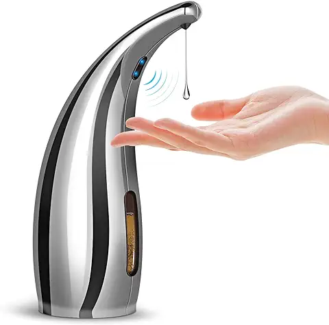 Dispensador Automático de Jabón Dosificador Jabón Baño Cocina Inteligente Sensor de Movimiento por Infrarrojo, para Hogar, Oficina, Baño, Hotel (300ml, Plata)  