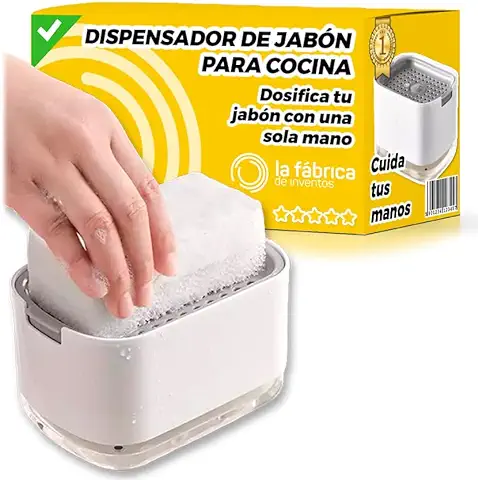 Dispensador Jabon Cocina - Jabonera Cocina - Dosificador Jabon Cocina - Soporte Estropajo Fregadero - Dispensador de Jabon Cocina  