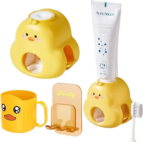 Dispensador Pasta Dientes Niños Sonwaha Dispensador de Pasta de Dientes Automático con Taza,Dispensador de Pasta Dental Pared Dispensador Pasta Dientes Infantil  