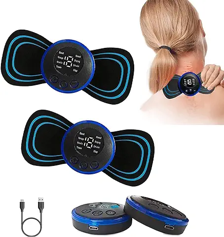 Dispositivo de Masaje Portátil, mini Masajeador de Cuello EMS - Dispositivo de Masaje de Cuerpo Completo - Almohadillas de Masaje Cervical para Aliviar todo el Cuerpo (2 PCS)  