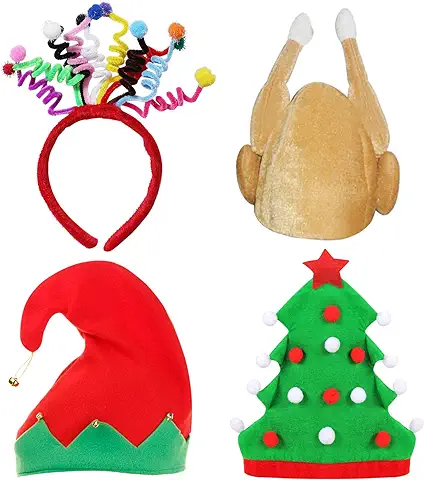 Divertidos Gorros de Navidad,Tianher Gorro de elfo Gorro de Pollo Gorro de árbol de Navidad Sombreros Divertidos para Adultos Divertida Diadema de Navidad,para Fiestas de Disfraces  