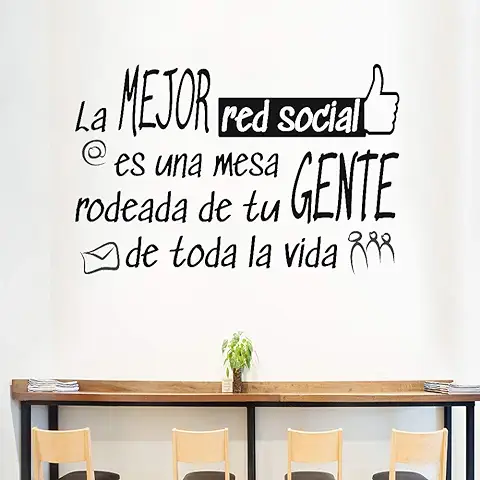 Docliick® Frase Vinilo para Cocina o Restaurante "LA MEJOR RED SOCIAL" Vinilos Decorativos Docliick DC-18042 (Vinilo de Corte, 30x20cm)  