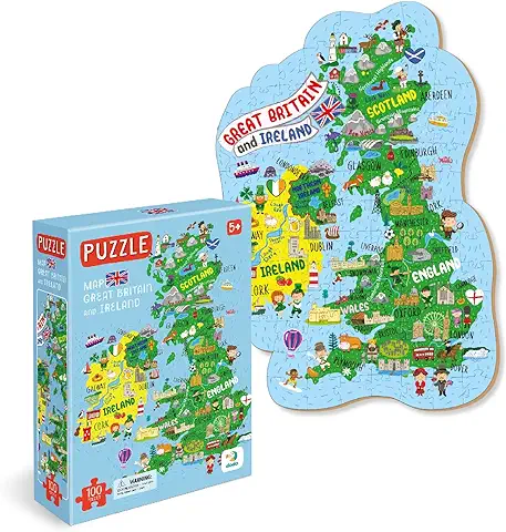 Dodo - Puzle con el mapa de Reino Unido e Irlanda para Niños Mayores de 5 Años, Puzle Educativo de 100 Piezas Ideal como Regalo para Niños y Niñas  